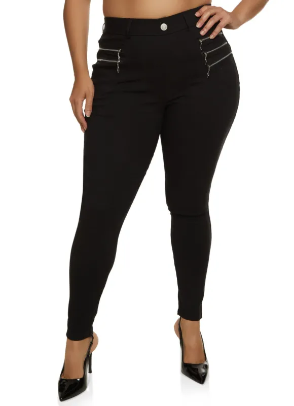 Plus Size Zip Pocket Detail Pull On Pants sold by Rainbow
