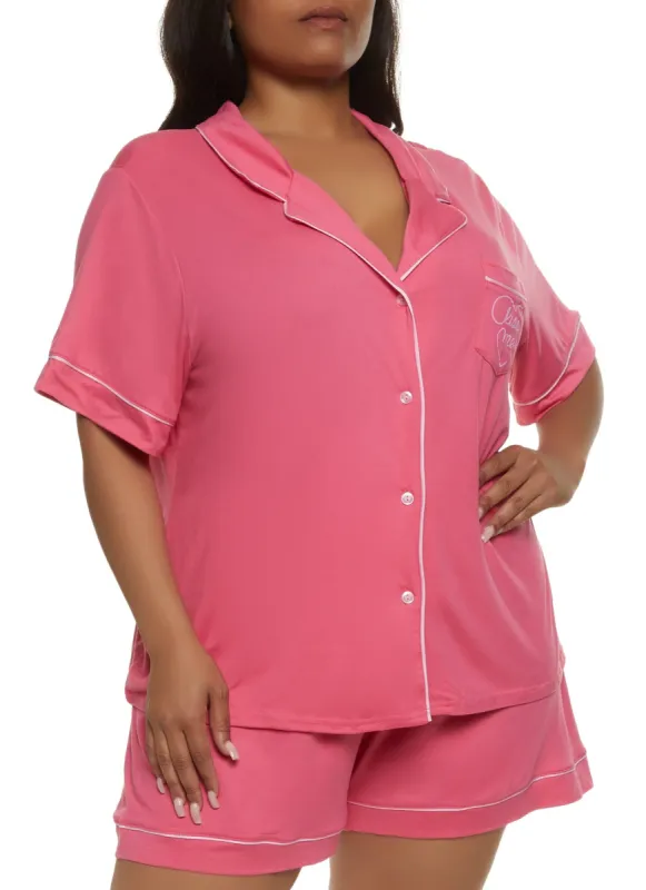 Plus Size Kiss Me Pajama Shirt and Shorts sold by Rainbow