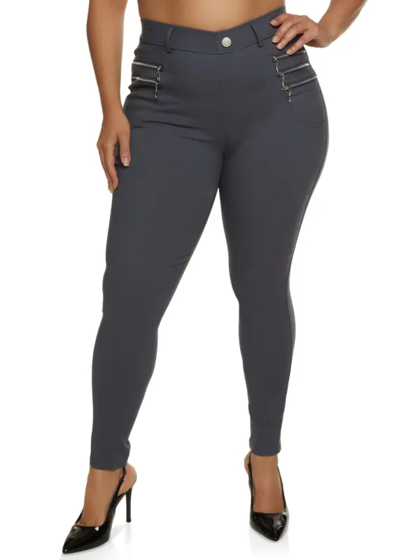 Plus Size Zip Pocket Detail Pull On Pants sold by Rainbow