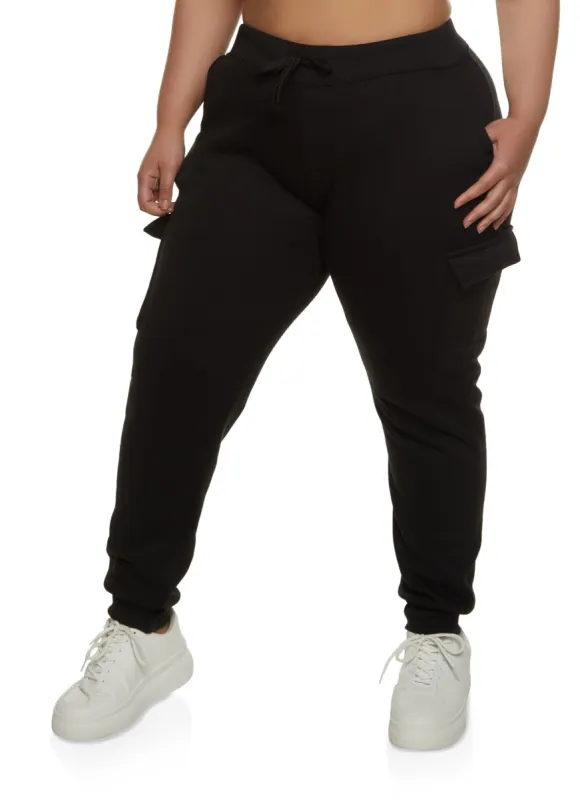 Plus Size Cargo Pocket Fleece Lined Joggers sold by Rainbow