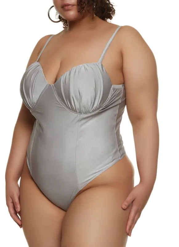Plus Size Ruched Bustier Bodysuit sold by Rainbow