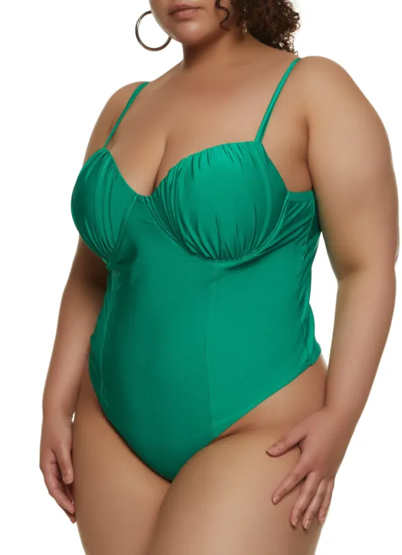 Plus Size Ruched Bustier Bodysuit sold by Rainbow