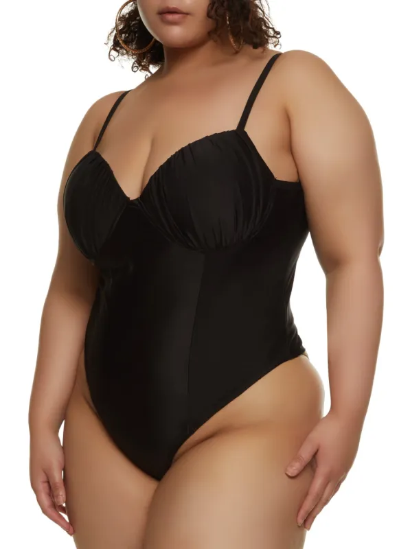 Plus Size Ruched Bustier Bodysuit sold by Rainbow