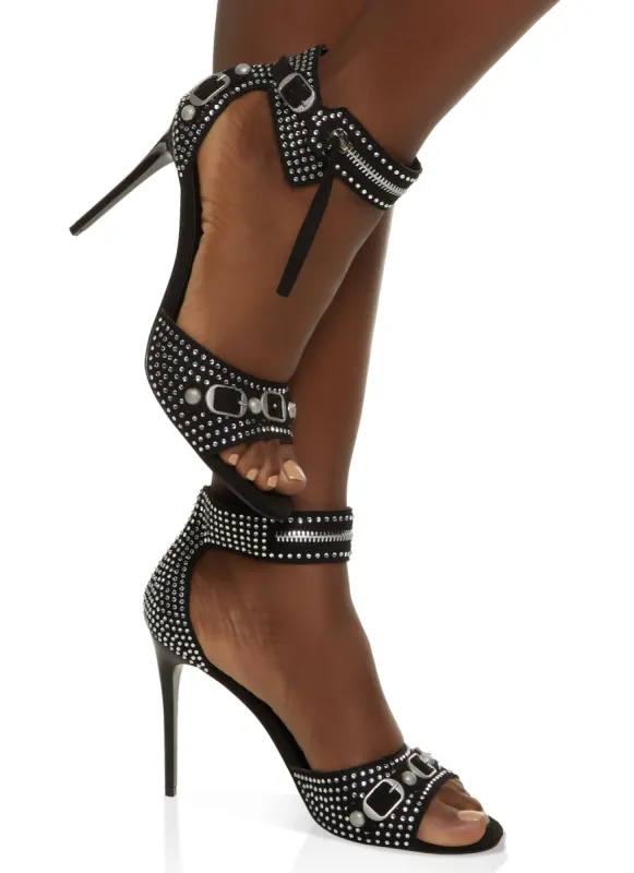 Studded Ankle Strap High Heel Sandals sold by Rainbow