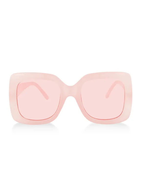 Rhinestone Temple Detail Squared Sunglasses sold by Rainbow