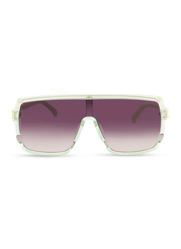 Metallic Trim Ombre Shield Sunglasses sold by Rainbow