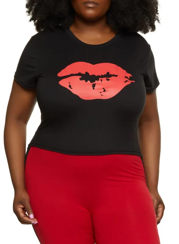 Plus Size Lip Graphic Tee sold by Rainbow