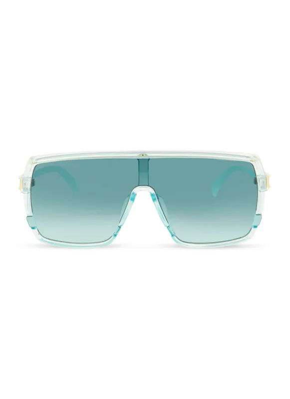 Metallic Trim Ombre Shield Sunglasses sold by Rainbow