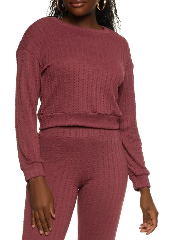 Textured Knit Pullover Sweatshirt sold by Rainbow