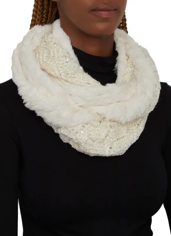Faux Fur Lined Sequin Infinity Scarf sold by Rainbow