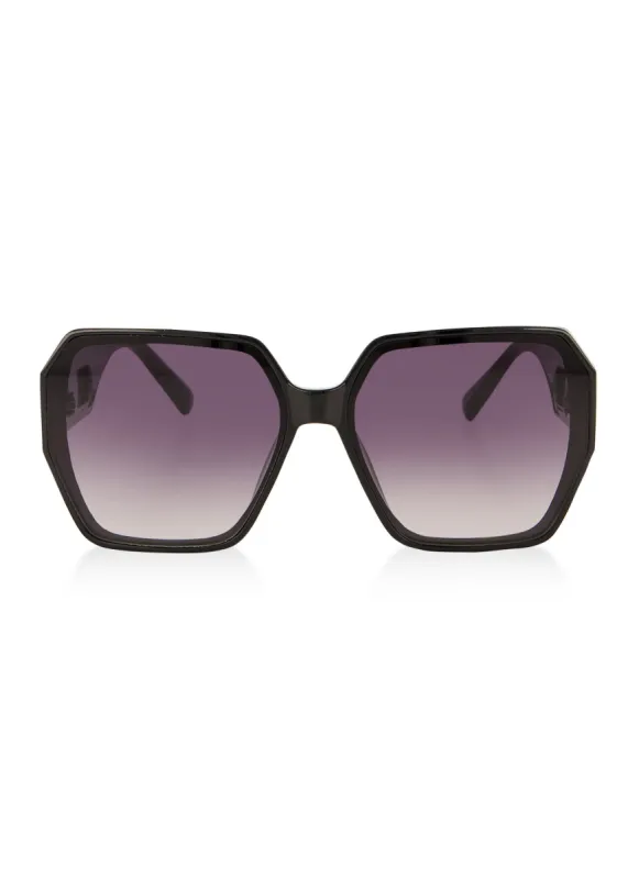 Cut Out Metallic Detail Temple Sunglasses sold by Rainbow