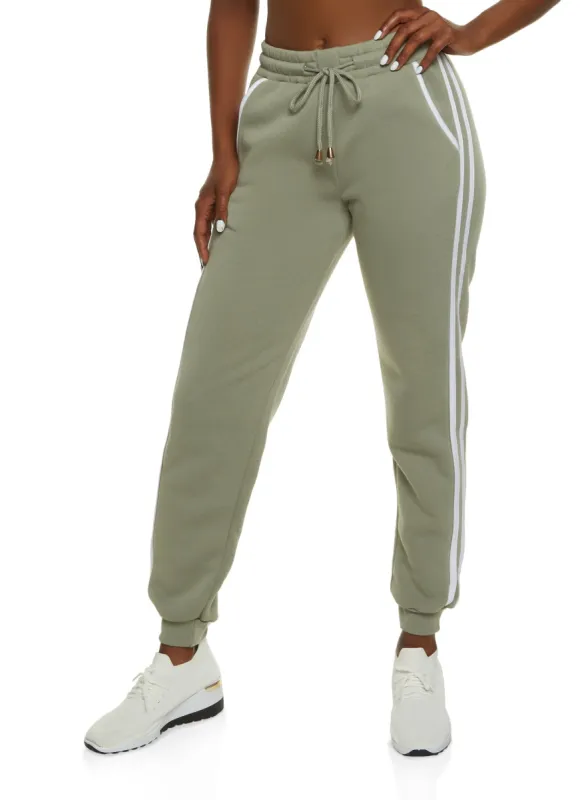 Side Striped Fleece Joggers sold by Rainbow