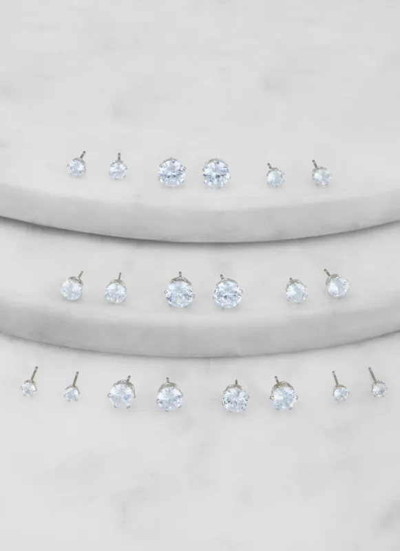 Cubic Zirconia Stud Earrings Set of 10 sold by Rainbow