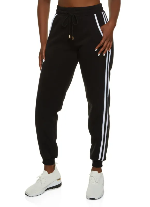 Side Striped Fleece Joggers sold by Rainbow