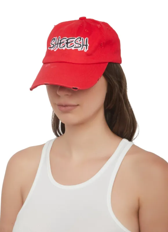 Sheesh Embroidered Distressed Baseball Cap sold by Rainbow