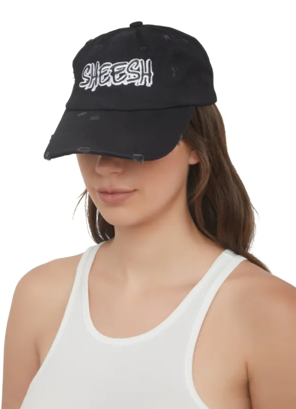 Sheesh Embroidered Distressed Baseball Cap sold by Rainbow