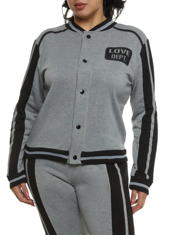 Plus Size Love Dept Varsity Jacket sold by Rainbow