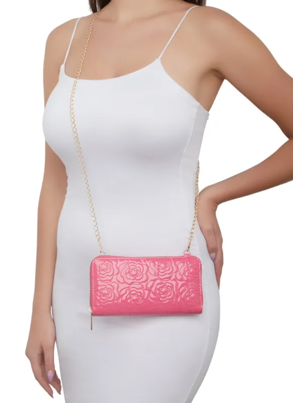 Floral Embossed Zip Crossbody Wallet sold by Rainbow