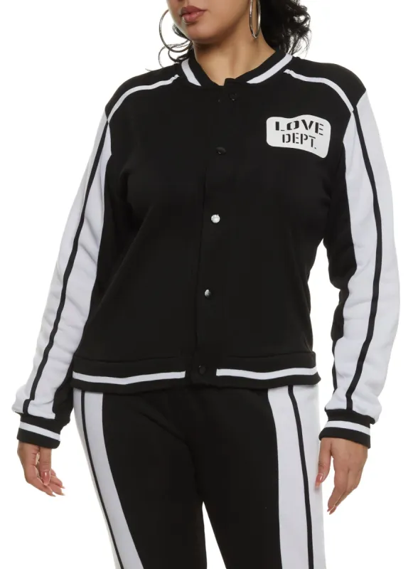 Plus Size Love Dept Varsity Jacket sold by Rainbow