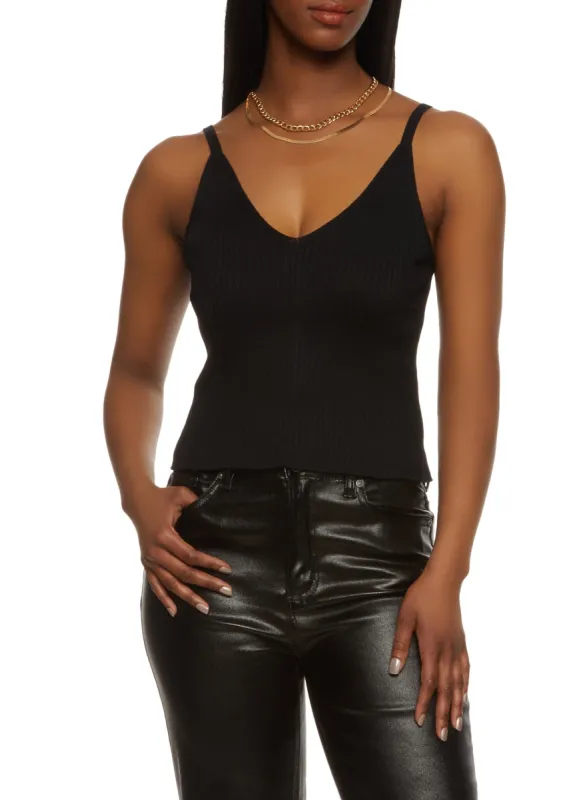 Ribbed Knit V Neck Cami sold by Rainbow