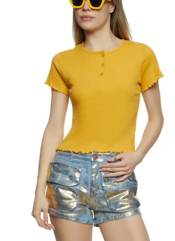 Lettuce Edge Short Sleeve Henley Tee sold by Rainbow