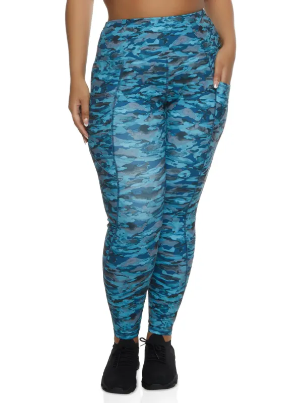 Plus Size Camo Printed High Waist Leggings sold by Rainbow
