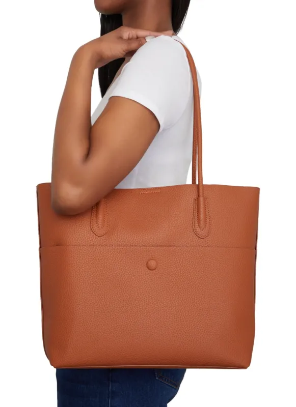 Faux Leather Tote Bag and Pouch Set sold by Rainbow