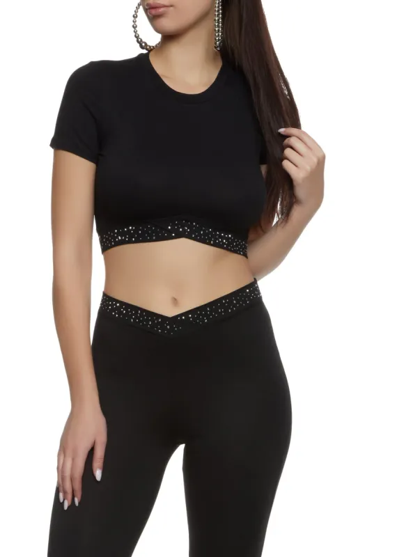 Embellished Trim Crop Top sold by Rainbow