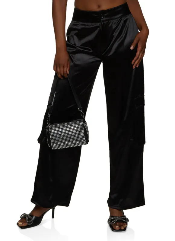 Satin Straight Leg Cargo Pants sold by Rainbow