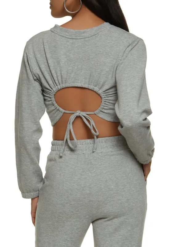Fleece Drawstring Cut Out Back Sweatshirt sold by Rainbow