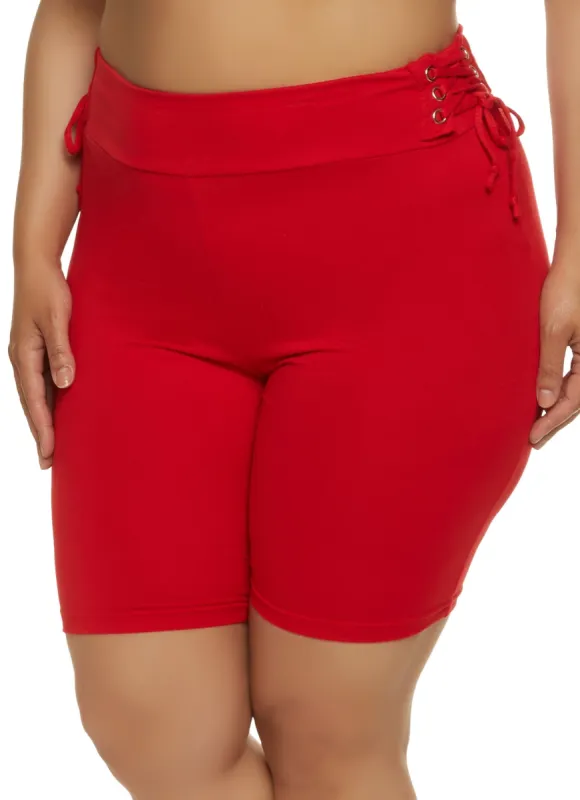 Plus Size Lace Up Side Biker Shorts sold by Rainbow