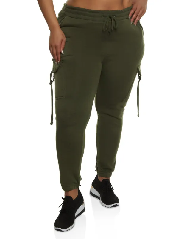 Plus Size Cargo Pocket Drawstring Joggers sold by Rainbow