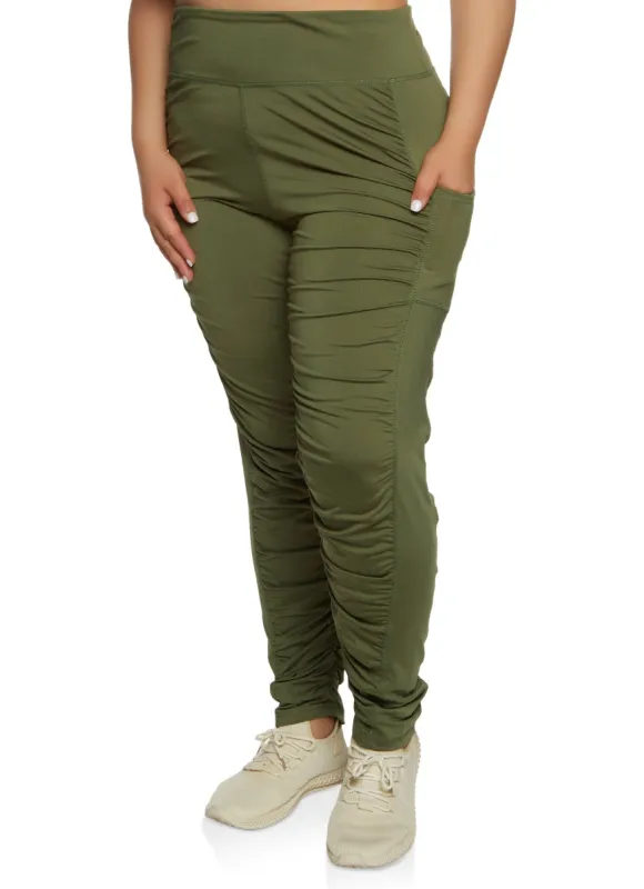 Plus Size Ruched Active Leggings made by Rainbow