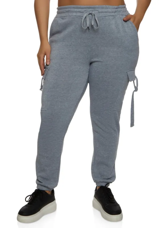 Plus Size Cargo Pocket Drawstring Joggers sold by Rainbow
