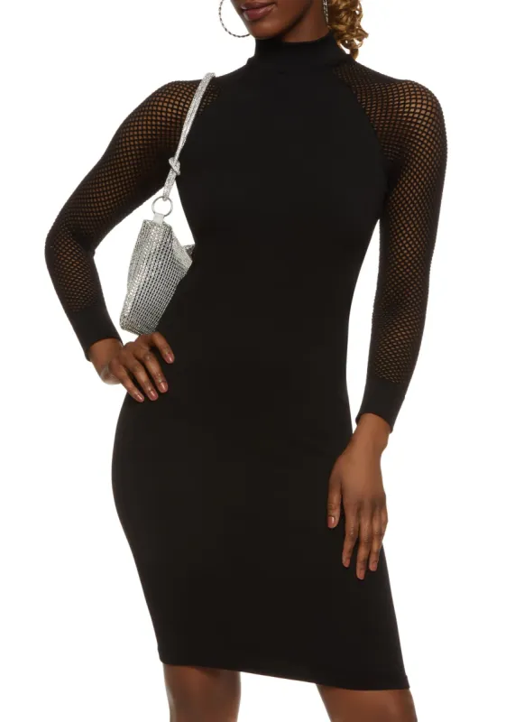 Fishnet Sleeve Midi Dress sold by Rainbow