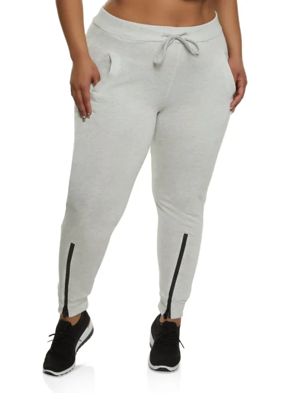Plus Size Zipper Detail Drawstring Joggers sold by Rainbow