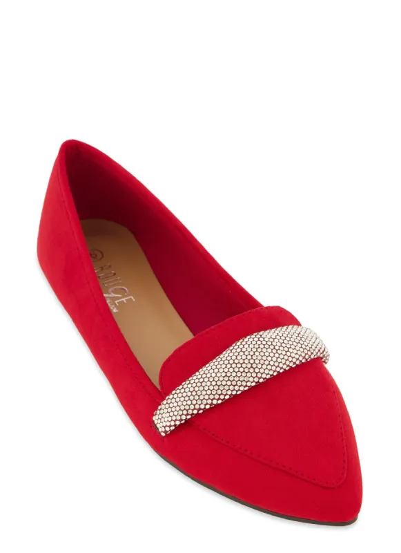 Rhinestone Band Detail Pointed Toe Flats sold by Rainbow