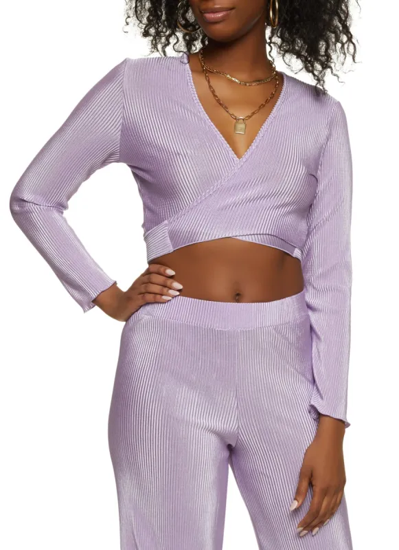 Plisse Cropped Wrap Top sold by Rainbow