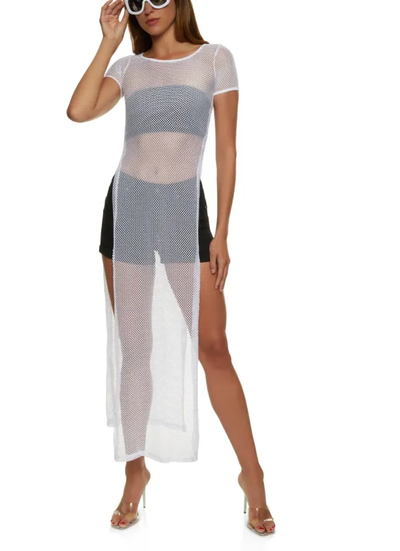 Fishnet Side Slits Maxi Dress sold by Rainbow