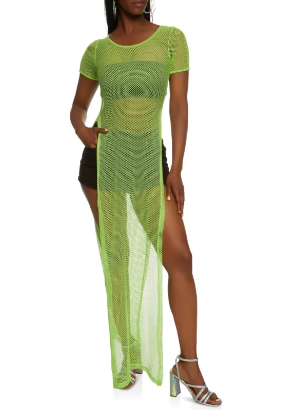 Fishnet Side Slits Maxi Dress sold by Rainbow