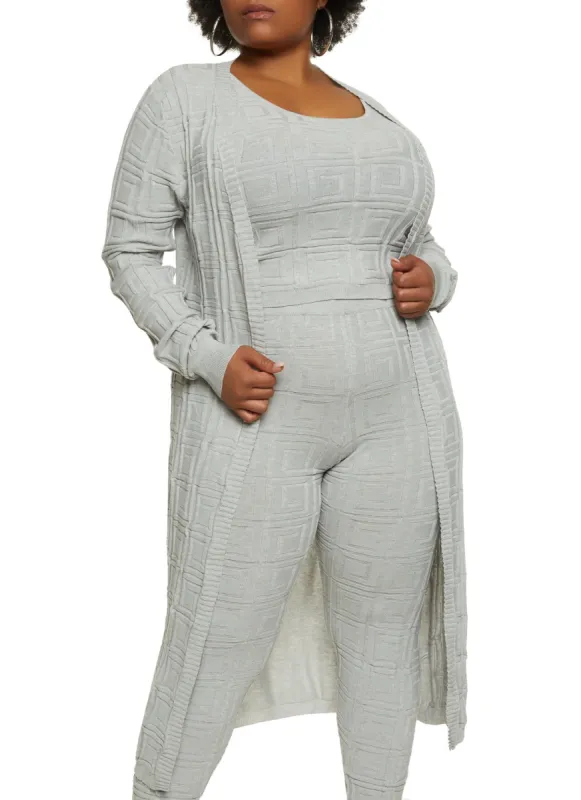 Plus Size Geo Knit Duster sold by Rainbow