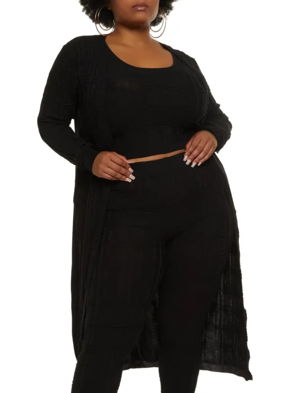 Plus Size Geo Knit Duster sold by Rainbow