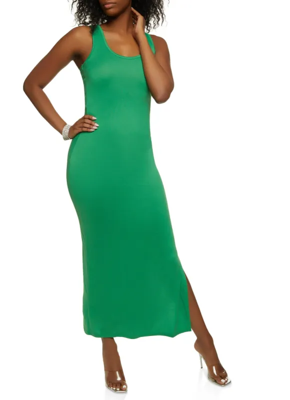 Solid Racerback Tank Maxi Dress sold by Rainbow