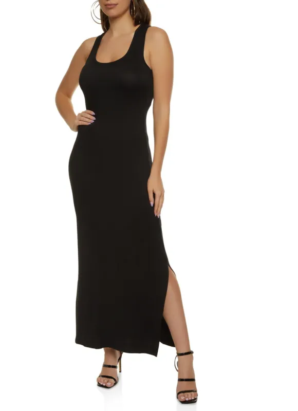 Solid Racerback Tank Maxi Dress sold by Rainbow