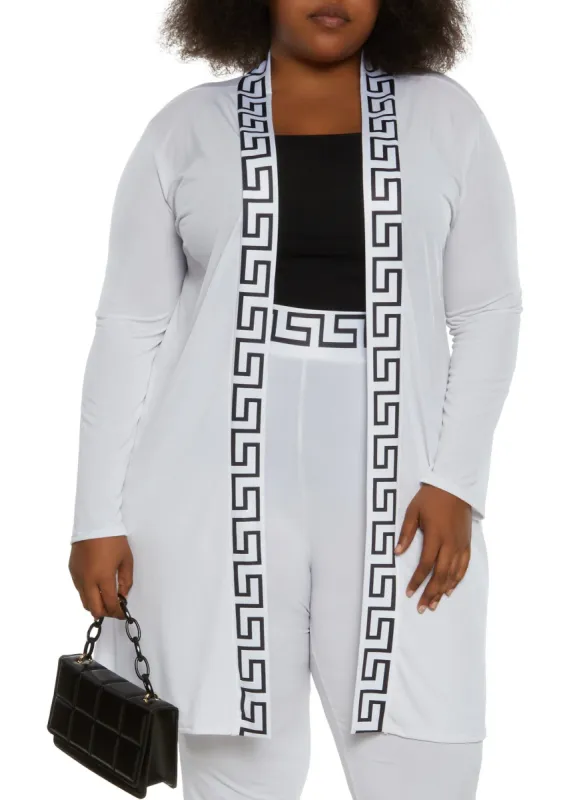 Plus Size Greek Key Trim Duster sold by Rainbow