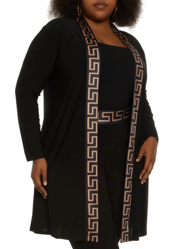 Plus Size Greek Key Trim Duster sold by Rainbow