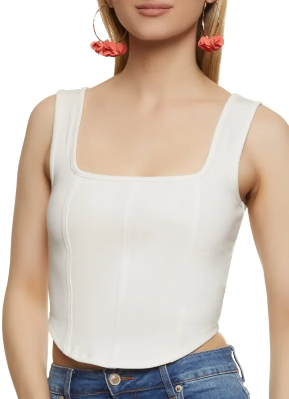 Ponte Square Neck Corset Crop Top sold by Rainbow