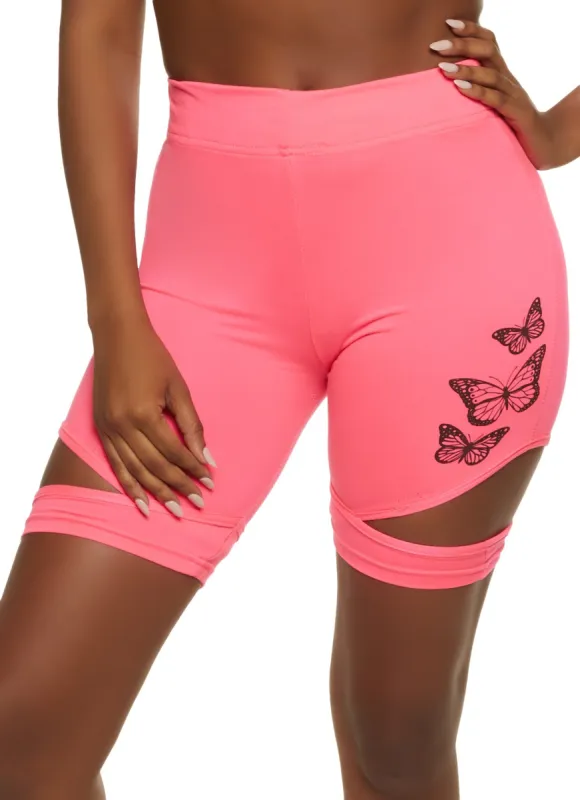 Butterfly Graphic Cut Out Biker Shorts sold by Rainbow