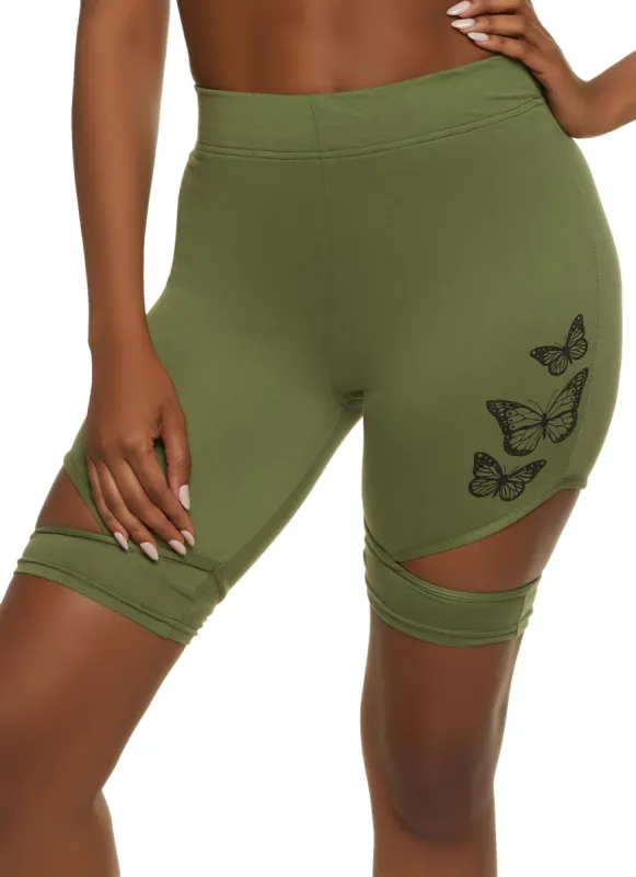 Butterfly Graphic Cut Out Biker Shorts sold by Rainbow