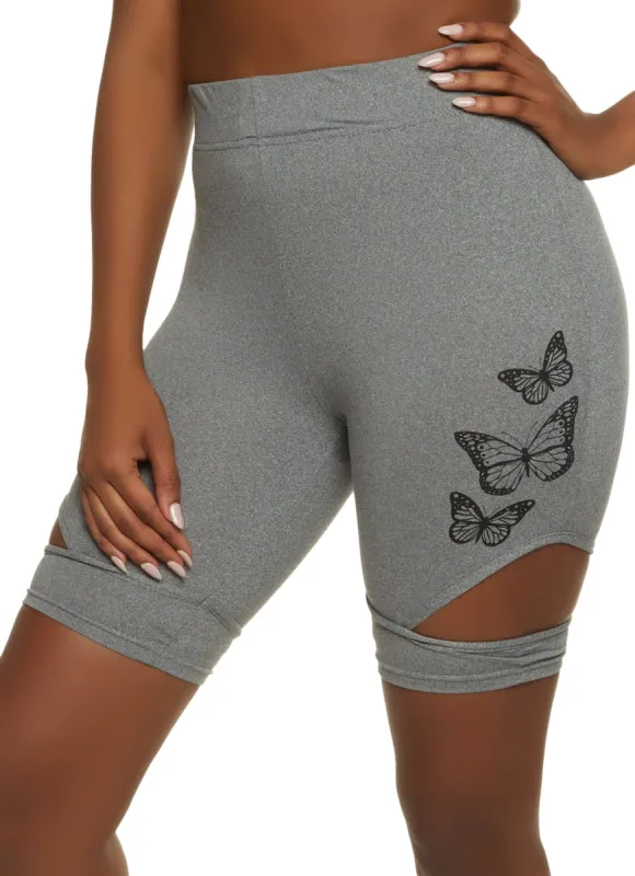 Butterfly Graphic Cut Out Biker Shorts sold by Rainbow